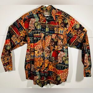 VTG TRUE GRIT Button Shirt Men’s Sz L Cowboy Rodeo Pony Express West Western